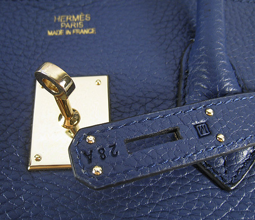 High Quality Fake Hermes Birkin 35CM Togo Leather Bag Dark Blue 6089